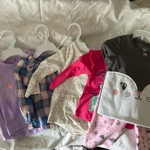 Lot of five 18 month girl clothes - 4 tops, 1 fleece set.